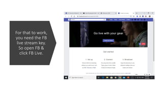 For that to work,
you need the FB
live stream key.
So open FB &
click FB Live.
 