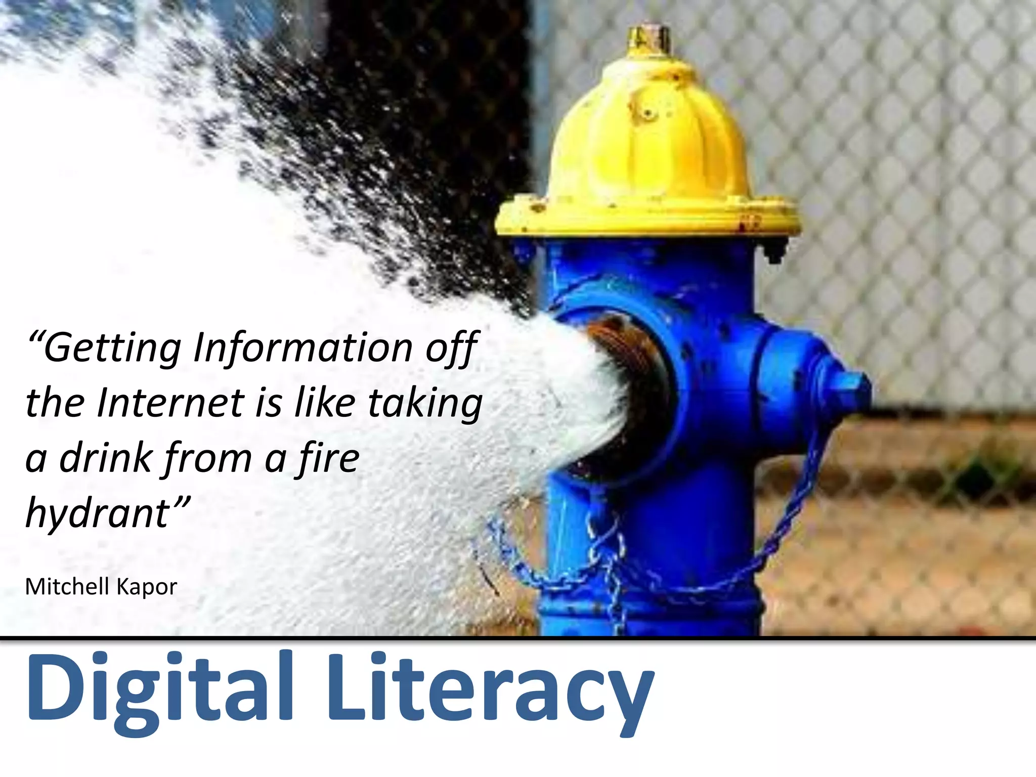 “Getting Information off the Internet is like taking a drink from a fire hydrant”Mitchell KaporDigital Literacy