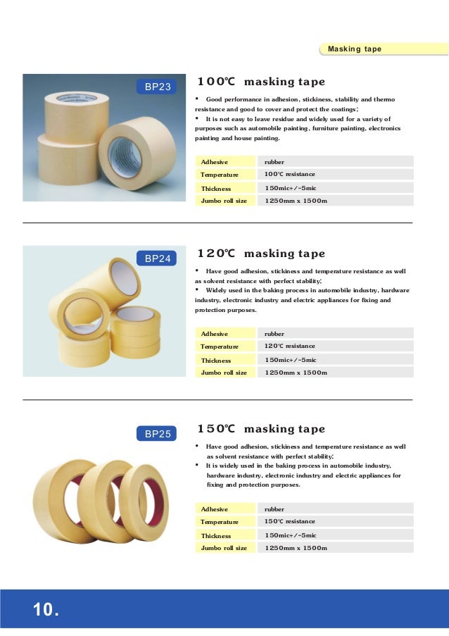Broad pack tape catalog