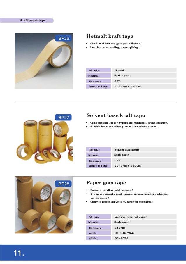 Broad pack tape catalog