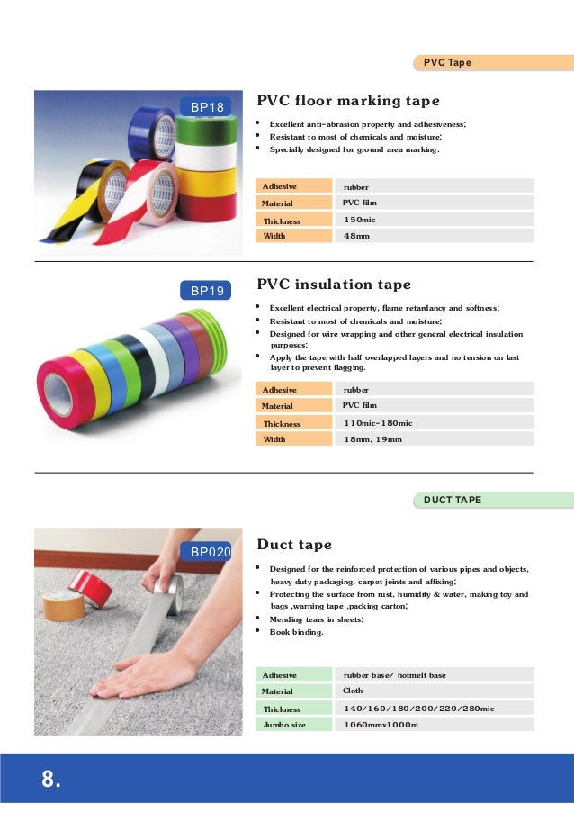 Broad pack tape catalog