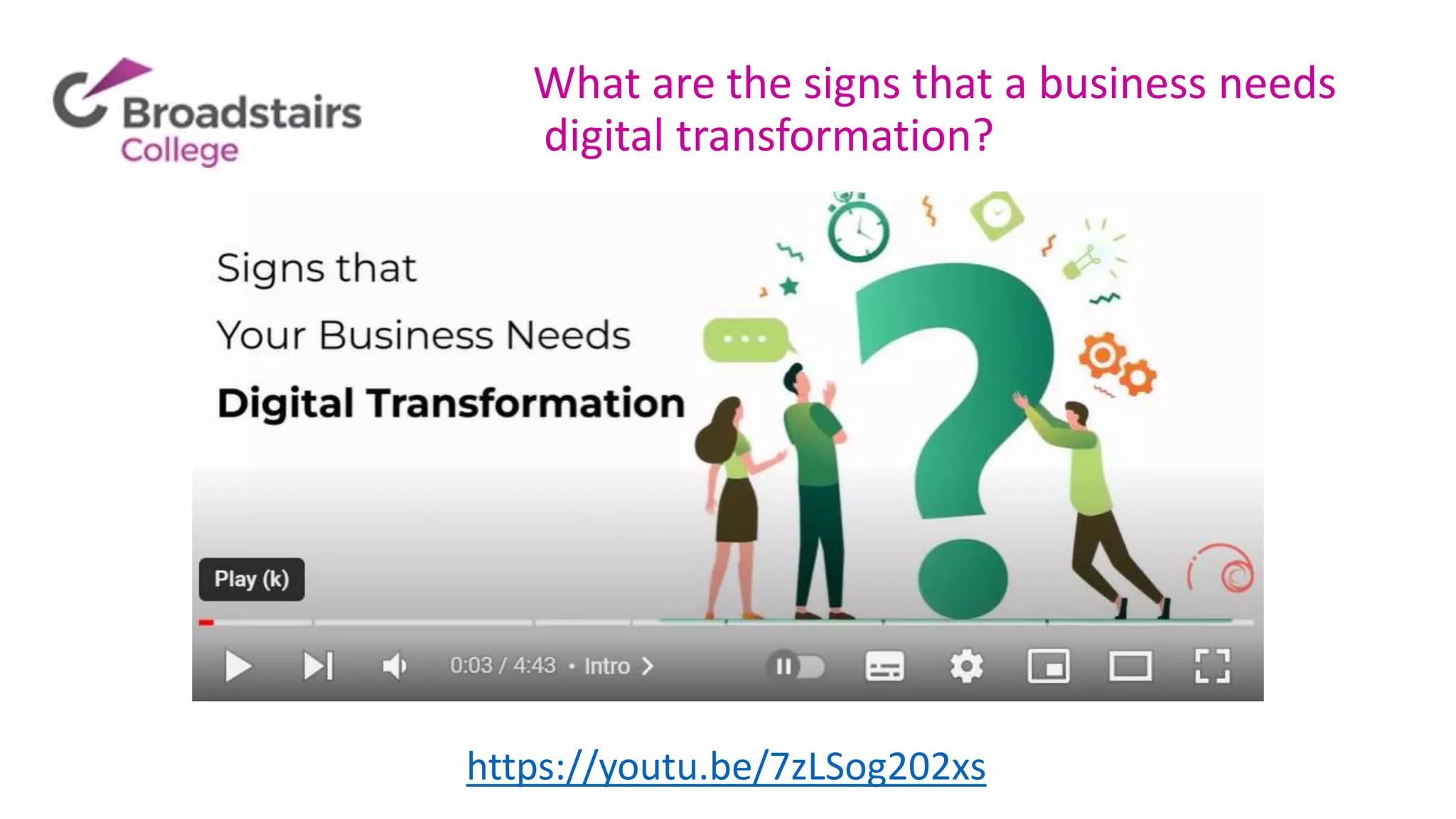 What are the signs that a business needs
digital transformation?
https://youtu.be/7zLSog202xs
 