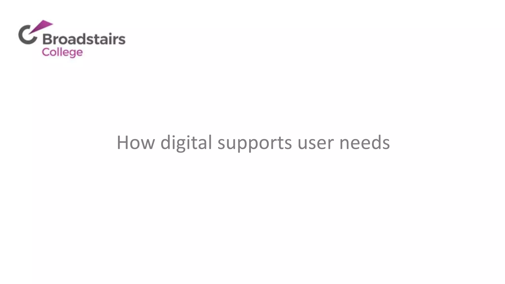 How digital supports user needs
 