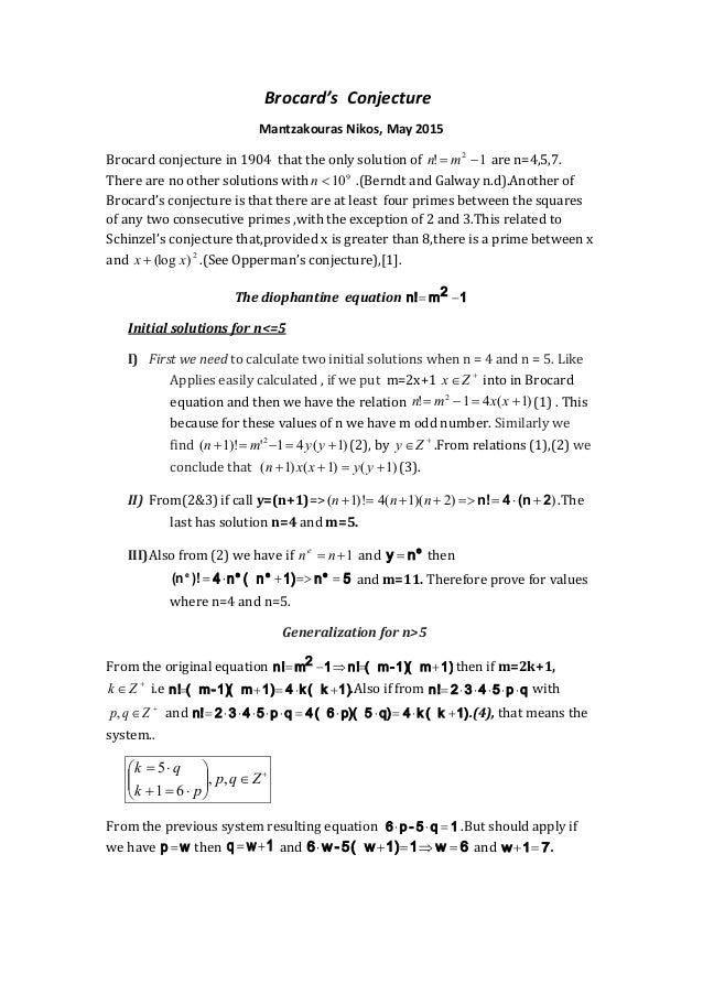 Proof Of Brocard S Conjecture