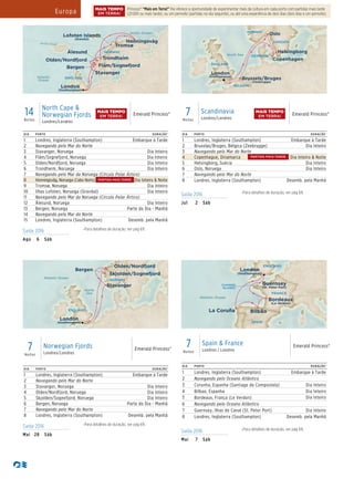 14Noites
North Cape &
Norwegian Fjords
Londres/Londres
Emerald Princess®
Saída 2016 ^Para detalhes de duração, ver pág 69.
Ago 6 Sáb
Emerald Princess
14 Day North Cape & Summer Solstice 016_R2_CA
NORWAY
ENGLAND
Arctic Ocean
Atlantic
Ocean
Arctic Circle
Bergen
Honningsvåg
Trondheim
Ålesund
Flåm/Sognefjord
Olden/Nordfjord
London
(Southampton)
Lofoten Islands
(Gravdal)
Stavanger
Tromsø
DIA PORTO DURAÇÃO^
1 Londres, Inglaterra (Southampton) Embarque à Tarde
2 Navegando pelo Mar do Norte
3 Stavanger, Noruega Dia Inteiro
4 Flåm/Sognefjord, Noruega Dia Inteiro
5 Olden/Nordfjord, Noruega Dia Inteiro
6 Trondheim, Noruega Dia Inteiro
7 Navegando pelo Mar da Noruega (Círculo Polar Ártico)
8 Honningsvåg, Noruega (Cabo Norte) Dia Inteiro & Noite
9 Tromsø, Noruega Dia Inteiro
10 Ilhas Lofoten, Noruega (Gravdal) Dia Inteiro
11 Navegando pelo Mar da Noruega (Círculo Polar Ártico)
12 Ålesund, Noruega Dia Inteiro
13 Bergen, Noruega Parte do Dia - Manhã
14 Navegando pelo Mar do Norte
15 Londres, Inglaterra (Southampton) Desemb. pela Manhã
ENGLAND
Emerald Princess_7 Day Scandinavia 016_R1_CA
BELGIUM
DENMARK
SWEDEN
Copenhagen
Oslo
Helsingborg
NORWAY
North Sea
London
(Southampton)
Brussels/Bruges
(Zeebrugge)
DIA PORTO DURAÇÃO^
1 Londres, Inglaterra (Southampton) Embarque à Tarde
2 Bruxelas/Bruges, Bélgica (Zeebrugge) Dia Inteiro
3 Navegando pelo Mar do Norte
4 Copenhague, Dinamarca Dia Inteiro & Noite
5 Helsingborg, Suécia Dia Inteiro
6 Oslo, Noruega Dia Inteiro
7 Navegando pelo Mar do Norte
8 Londres, Inglaterra (Southampton) Desemb. pela Manhã
7Noites
Scandinavia
Londres/Londres
Emerald Princess®
Saída 2016 ^Para detalhes de duração, ver pág 69.
Jul 2 Sáb
DIA PORTO DURAÇÃO^
1 Londres, Inglaterra (Southampton) Embarque à Tarde
2 Navegando pelo Mar do Norte
3 Stavanger, Noruega Dia Inteiro
4 Olden/Nordfjord, Noruega Dia Inteiro
5 Skjolden/Sognefjord, Noruega Dia Inteiro
6 Bergen, Noruega Parte do Dia - Manhã
7 Navegando pelo Mar do Norte
8 Londres, Inglaterra (Southampton) Desemb. pela Manhã
7Noites
Norwegian Fjords
Londres/Londres
Emerald Princess®
Emerald Princess_7 Day Norwegian Fjords 016_R1_CA
Atlantic Ocean
North
Sea
NORWAY
ENGLAND
Stavanger
Bergen
Skjolden/Sognefjord
Olden/Nordfjord
London
(Southampton)
Saída 2016 ^Para detalhes de duração, ver pág 69.
Mai 28 Sáb
DIA PORTO DURAÇÃO^
1 Londres, Inglaterra (Southampton) Embarque à Tarde
2 Navegando pelo Oceano Atlântico
3 Corunha, Espanha (Santiago de Compostela) Dia Inteiro
4 Bilbao, Espanha Dia Inteiro
5 Bordeaux, França (Le Verdon) Dia Inteiro
6 Navegando pelo Oceano Atlântico
7 Guernsey, Ilhas do Canal (St. Peter Port) Dia Inteiro
8 Londres, Inglaterra (Southampton) Desemb. pela Manhã
7Noites
Spain & France
Londres / Londres
Emerald Princess®
La Coruña Bilbão
Emerald Princess_7 Day Spain and France 016_R1_CA
CHANNEL
ISLANDS
Bordeaux
(Le Verdon)
FRANCE
SPAIN
Guernsey
(St. Peter Port)
Atlantic Ocean
ENGLAND
London
(Southampton)
Saída 2016 ^Para detalhes de duração, ver pág 69.
Mai 7 Sáb
MAIS TEMPO
EM TERRA!
MAIS TEMPO
EM TERRA!
PARTIDA MAIS TARDE
PARTIDA MAIS TARDE
Europa Princess® “Mais em Terra!” lhe oferece a oportunidade de experimentar mais da cultura em cada porto com partidas mais tarde
(21:00h ou mais tarde), ou um pernoite (partidas no dia seguinte), ou até uma experiência de dois dias (dois dias e um pernoite).
MAIS TEMPO
EM TERRA!
 