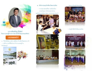 ๒. จัดกิจกรรมอนุรักษศิลปวัฒนธรรมไทย      - โครงการวันอนุรักษมรดกไทย
                                                               - การประกวดดนตรีไทย ระดับนักเรียน
                                                                 ภาคตะวันออก ชิงถวยพระราชทาน
                                                           สมเด็จพระเทพรัตนราชสุดาฯ สยามบรมราชกุมารี




                                                                                                       - คายผูนํานิสิตรักษวัฒนธรรมไทย
             อาจารยสัณหไชญ เอื้อศิลป
รักษาการแทนผูอํานวยการสถาบันวิจัยวัฒนธรรมและศิลปะ

            บทบาทและหนาที่
๑. วิจัยเพื่อพัฒนาองคความรูใหมๆ ดานศิลปวัฒนธรรม อาทิ
- การศึกษาประวัติชื่ออําเภอ ตําบล และหมูบาน
จังหวัดชลบุรี
 
