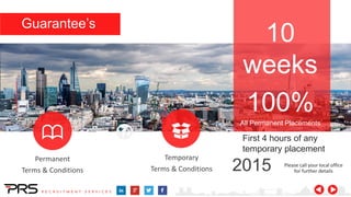 Permanent
Terms & Conditions
Temporary
Terms & Conditions
Guarantee’s
10
weeks
100%
All Permanent Placements
Please call your local office
for further details2015
First 4 hours of any
temporary placement
 