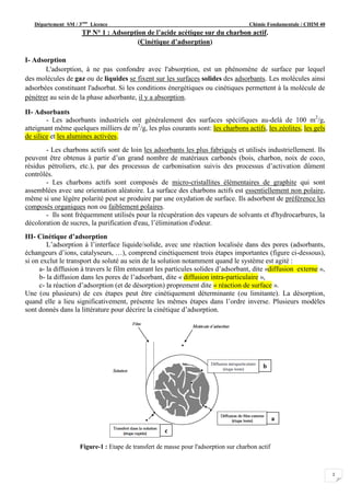 / CHIM 40
Fondamentale
himie
C
Licence
eme
3
SM /
épartement
D
1
TP N° 1 : Adsorption de l’acide acétique sur du charbon a...