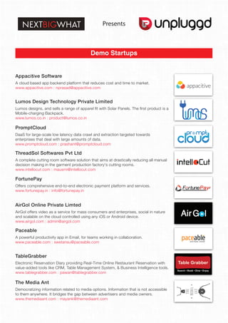 Startups that Launched / Demoed at UnPluggd, India's Biggest Startup Event