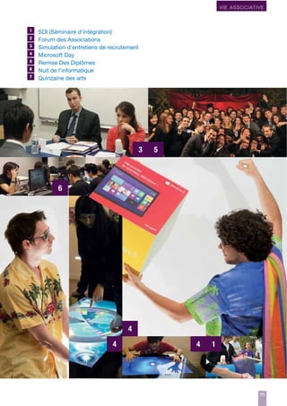 VIE ASSOCIATIVE

1
2
3
4
5
6
7

SDI (Séminaire d’intégration)
Forum des Associations
Simulation d’entretiens de recrutement
Microsoft Day
Remise Des Diplômes
Nuit de l’informatique
Quinzaine des arts

3

5

6

4
4

4

1

71

 