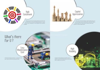 Capital 
Appreciation 
A gripping frontage designed to breathless levels of 
splendour ensures that the M3M Urbana will be hard to 
miss, no matter how you look at it. 
Best Location, the finest privileges, larger-than-life frontage and 
one of the largest mixed use developments make M3M Urbana a 
coveted property, and a hotly pursued investment options that 
promises to continue yielding returns 
High 
Visibility 
High 
Catchment 
A high street shopping experience - as opposed to mall 
type - reduces maintenance and electricity costs. 
Slated to become the sole shopping destination of its kind in the 
area, M3M Urbana will enjoy the dedicated footfalls of a captive 
catchment area comprising of hi end residential and commercial 
complexes. 
What’s there 
for U ? 
Low 
Maintenance 
Cost 
http://www.m3mnewprojects.co.in/m3m-urbana-sector-67-gurgaon/ 
 