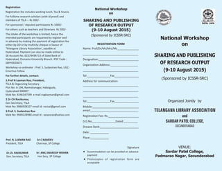 Brochure  national workshop on sharing and publshing the    research output