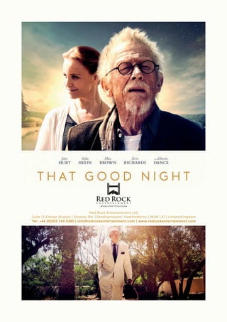 Red Rock Entertainment Ltd,
Suite 12 Elstree Studios | Shenley Rd. | Borehamwood | Hertfordshire | WD6 1JG | United Kingdom
Tel: +44 (0)203 745 5380 | info@redrockentertainment.com | www.redrockentertainment.com
 