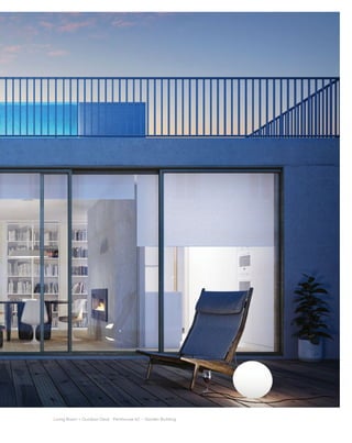 69
Living Room + Outdoor Deck · Penthouse 4C – Garden Building
 