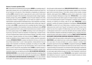 Glossary of cosmetic ingredients (INCI)
AQUA is used as basis for the manufacturing of skin care products. ADENOSINE is an exceedingly energy-rich

other active agents to better penetrate the skin. PAEONIA SUFFRUTICOSA ROOT EXTRACT is an extract from the

organic protein component which, due to its buffering effect, stabilizes the protective acid mantle of the

root of the peony bush. As an antioxidant and free radical scavenger it supports the skin in the defense

skin and moisturizes it at the same time. Further characteristics: cell-regenerating, skin tightening and

against harmful environmental influences. Further effects: enhances the blood circulation, stimulates

smoothing. ALCOHOL is extracted from starchy or sugary plants and is used as a solvent for plant extracts

metabolism, protects against infections. PARFUM gives cosmetic products a pleasant aroma. It contains

and several other active agents. Further characteristics: enhancing blood circulation, detergent, degreasing,

Limonene and Butylphenyl Methylpropional amongst others. PENTYLENE GLYCOL is a new, innovative

disinfecting, astringent, toning, refreshing. ALLANTOIN is a product of the protein metabolism of the comfrey

moisturizer that promotes the water retention capacity and increases the degree of hydration of the skin.

root (Symphytum officinale). The segregated agent is very skin friendly and is applied for its extensive

Due to its anti-microbial properties, the growth of microorganisms is constrained. Further characteristics:

medicinal benefits, including the treatment of blackheads and acne. Further characteristics: wound healing,

moisturizing, skin tightening and smoothing, makes the skin supple. PHENOXYETHANOL is used as

cell-regenerating, soothing, keratolytic, improves moisture retention ability, smoothes rough, chappy skin

preservative in cosmetics and constrains the development of microorganisms. SCTUELLARIA BAICALENSIS

and makes it supple. BETAINE is a sugar beet extract with an exceedingly high ability of keeping moisture

ROOT EXTRACT is an extract from the root of Baikal skullcap, a fundamental component of the Chinese

and excellent skin compatibility. Further characteristics: moisturizing, skin soothing and nurturing. BUTYLENE

medical science known under the name “Huang Qin” and recognized for centuries. First results of recent

GLYCOL is a polyvalent alcohol which is used as a solvent for plant extracts and as a humectant in cosmetics

research have shown that an ingredient of the Baikal skullcap under certain conditions may trigger the

and, moreover, appears caringly on the skin. CAFFEINE in dermatology is known as anti-cellulite agent for a

so-called apoptosis (“suicide function”) in cancer cells, while healthy cells remain completely undisturbed.

long time and is used there for reduction and dehydration of the adipose tissue. It activates the body’s

Further characteristics: antibacterial, anti-inflammatory, skin tightening, firming , compacting, refines pores,

own enzyme Triacylglycerol lipase, whereby fat cells are cleaved and degraded. Further effects: enhancing

neutralize free radicals, protects against UV radiation in a natural way. SIMUGEL-EC (ACRYLATE SODIUM/SODIUM

blood circulation, invigorating, detoxifying, skin firming and tightening. CARBOMER is used for emulsion

ACRYLOYLDIMETHYL TAURATE/ACRYLAMIDE CROSSPOLYMER, ISOHEXADECANE, POLYSORBATE 80) is a proven, very

formation and stabilization as well as to regulate the viscosity in cosmetics, giving them a typical gel-like

skin-friendly emulsifier which gives cosmetics a velvety quality and improves the absorbability of the skin.

consistency. DIPOTASSIUM GLYCYRRHIZATE is a potassium salt obtained from the licorice, one of the ten most

SODIUM HYDROXIDE is used to stabilize the pH value in cosmetic products. SORBITOL is a natural sugar alcohol

famous Chinese medicinal herbs. It is used in medical applications, including treatments of acne and

which occurs mainly in the rowan and hawthorn and is used as a moisturizer in cosmetics. Further

psoriasis. Further characteristics: anti-inflammatory, hypoallergenic, skin soothing and nurturing. ETHYL-

characteristics: leaves the skin soft and supple. TRICLOSAN is a recognized anti-bacterial agent. TOCOPHERYL

HEXYLGLYCERIN is a glycerin compound with very high moisturizing effects a well as a wide anti-microbial

ACETATE (Vitamin E Acetate) is one of the essential vital nutrients that occurs also naturally in the skin where

spectrum, and which comes with skin caring properties moreover. GLYCERIN is an essential component of

is supports the building of the natural barrier. As an antioxidant and free radical savenger it neutralizes free

all fats and oils and is used for its enormous water-binding capacity as a humectant in cosmetics. Further

radicals which are produced during metabolism and cause tissue damage. Vitamin E is generally regarded

characteristics: keeping moist, skin tightening and smoothing. GSILK-160 (DIMETHICONE, DIMETHICONE/VINYL

as a secret weapon against premature skin aging and wrinkles. Further characteristics: moisturizing and

DIMETHICONE CROSSPOLYMER) is a new combination of active agents that generates an exceedingly soft and

moist-keeping, cell-regenerating, skin nurturing. TRIETHANOLAMINE is a basic ingredient in cosmetic products

velvety feeling on the skin and comes with other excellent skin caring properties above all. GSILK-550 EX

which stabilizes the pH value and in conjunction with Carbomer increases the viscosity and, moreover,

(PEG-10, DIMETHICONE/VINYL DIMETHICONE CROSSPOLYMER, CYCLOPENTASILOXANE) is a new, unique combination

disposes of moisturizing and skin nourishing properties.

of active agents, which generates an extremely soft and velvety feeling on the skin and, above all, enables
29

 