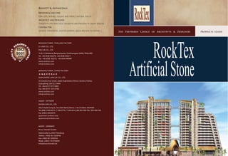 RockTex
ArtificialStone
The Preferred Choice of Architevts & Designers Products Guide

Q
UALITY
A
SSURED
COMPAN
Y
ISO
9001
2008
BBBBBBBBBBBBBeeeeeeeeeeeeeennnnnnnnnnnnnnnnnneeeeeeeeeeeeeeffffffffffffffiiiiiiiiiiiiiiitttttttttttttttttt &&&&&&&&&&&&&&&&&& AAAAAAAAAAAAAAAAAddddddddddddddvvvvvvvvvvvvvaaaaaaaaaaaaaannnnnnnnnnnnnnnnnntttttttttttttttaaaaaaaaaaaaaaaagggggggggggggggeeeeeeeeeeeeee
IIIIIIIInnnnnnnnnvvvvvvvvvvvvvvveeeeeeeeeeeeeeeessssssssssssstttttttttttttttooooooooooooooorrrrrrrrrrrrrrrr &&&&&&&&&&&&&&&&&&& EEEEEEEEEEEEEEEEEnnnnnnnnnnnnnnnnddddddddddddd----------UUUUUUUUUUUUUUsssssssseeeeeeeeeeerrrrrrrrrrrrrrrr
LoLoLoLoLoLoLoLoLoLoLoLoLL wwwwwwwwwwwww cococococococococoocococooooststsstststststststtstt,,,,,, dudududududududududduuudududurarararararaaararrarararaablblblblbblblblbblbllblbllee,ee,e,e,e,eee,ee eeeeeeeeeelleleleleleleleeeeleleleleegagagagagagagagagagggagagaag ntntntntntntntntntntnntntntn aaaaaaaaaaaaandndndndndndndndnndndddddn ppppppppppppperereeerererrerererererrrre fefefefefefefeeefeffffecctctctctctctctctctcttt nnnnnnnnnnnnnnnatatatataatatatatatataturururururururururuururururuururalalalaalalalaalaaaaalallaaaa ttttttttttttouoououooouououououoououuchchchchchchchcchchchchhhh ………………………
Architect and Designer
Versatility and new style, unlimited and freedom to create designs ...
Contractor
logistic advantages, lighter loading, quick and easy to install …
MANUFACTURER : THAILAND FACTORY
U-LAND CO., LTD.
PAO LIN CO., LTD.
10 M.13 Saladaeng, Bangnamprieo, Chachoengsao 24000, THAILAND
Tel: +66 (0)38-502270, +66 (0)38-502271
Fax: +66 (0)38- 502272, +66 (0)38-090089
www.rocktex.com
info@rocktex.com
MANUFACTURER : CHINA FACTORY
全鸿建材有限公司
QUAN HONG JIAN CAI CO., LTD.
24, Industry Ave. South, Jinben Exploitation District, Sanshui, Foshan,
Guangdong, 528132, CHINA
Tel: +86 (0)757-87510005
Fax: +86 (0)757- 87510785
www.rocktex.com
info@rocktex.com
AGENT : VIETNAM
QUYEN SON CO., LTD.
302/3 Hai Ba Trung St., Tan Dinh Ward, District 1, Ho Chi Minh, VIETNAM
Tel: (848) 3-820-8579 / 7-300-0776 / 7-304-0616, (84) 903-900-766 / 902-900-766
Fax: (848) 3-820-8579
quyenson.rocktex.com
quyenson@rocktex.com
AGENT : GERMANY
Braun Handel GmbH
Helenenallee 5, 24937 Flensburg
Telefon: +49(0) 461-5058766
Fax: +49(0) 461-5058765
Mobil: +49(0) 179-9756695
info@braunhandel.de
 