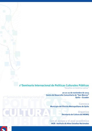 1er Seminario Internacional de Políticas Culturales Públicas