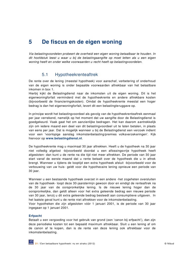 hypotheek en belasting