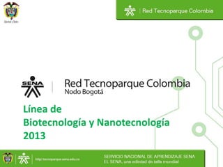 Línea de
Biotecnología y Nanotecnología
2013
 