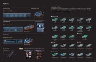 MY8-AE
8 channel AES/EBU format I/O
MY8-AT
8 channel ADAT format I/O
MY8-TD
8 channel TDIF format I/O
MY4-AD
4 channel Analog Input Card
MY8-AD24
8 channel Analog Input Card
MY8-AD96
8 channel Analog Input Card
MY4-DA
4 channel Analog Output Card
(20bit)
MY8-DA96
8 channel Analog Output Card
MY8-ADDA96
8 channel Analog I/O
MY8-AE96
8 channel AES/EBU format I/O
MY16-MD64
16 channel MADI format I/O
MY16-EX
16 channel Expansion I/O
MY8-AE96S
8 channel AES/EBU format I/O
(w/Sample rate converter)
MY16-AT
16 channel ADAT format I/O
MY16-TD
16 channel TDIF format I/O
MY8-AEB
8 channel AES/EBU (AES-3id)
format I/O
MY16-CII
16 channel CobraNet™ I/O
MY16-AE
16 channel AES/EBU format I/O
MY16-ES64
16 channel EtherSound I/O
AVIOM 16/o-Y1
16 channel AVIOM A-Net
Output Card
AVIOM 6416Y2
16 channel AVIOM A-Net
Input/Output Card
AuviTran AVY16-ES
16 channel EtherSound I/O
OPTOCORE YG2
16 channel Optocore I/O
■ Third Party Cards
■ DA Cards
■ Digital I/O Cards
■ AD/DA Card
■ AD Cards
OPTOCORE YS2
16 channel Expansion I/O
Options
DM2000VCM
02R96VCM
DM1000VCM
01V96VCM
Peak Meter Bridge MB2000
Gooseneck Lamp LA5000
mini-YGDAI Cards
The DM2000’s real I/O versatility comes in the form of six mini-YGDAI expansion slots. The expansion slots are 24bit/96kHz
compatible, so you can select mini YGDAI plug-in cards to create the input/output configuration that’s perfect for your needs.
Whether you need digital I/O in ADAT, TASCAM, or AES/EBU format, Ethernet or CobraNet connectivity, extra analog I/O
capability, or other functions, the appropriate cards are available.
Rack Mount Kit RK1
Side Pad SP2000
Peak Meter Bridge MB1000
Side Pad SP1000
Side Pad SP02R96
Peak Meter Bridge MB02R96
Rack Mount Kit RK1
28 29
Master Strip Package AE-021
The Add-On Effects packages listed below can be purchased separately and added
to the 01V96VCM console.
Vintage Stomp Package AE-051
 