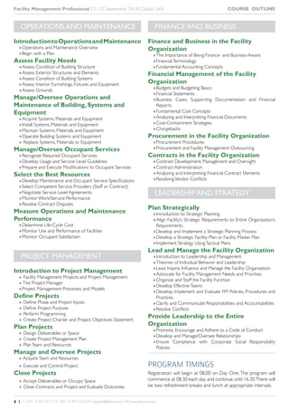 Brochure FACILITY MANAGEMENT PROFESSIONAL FMP TRAINING DUBAI | PDF