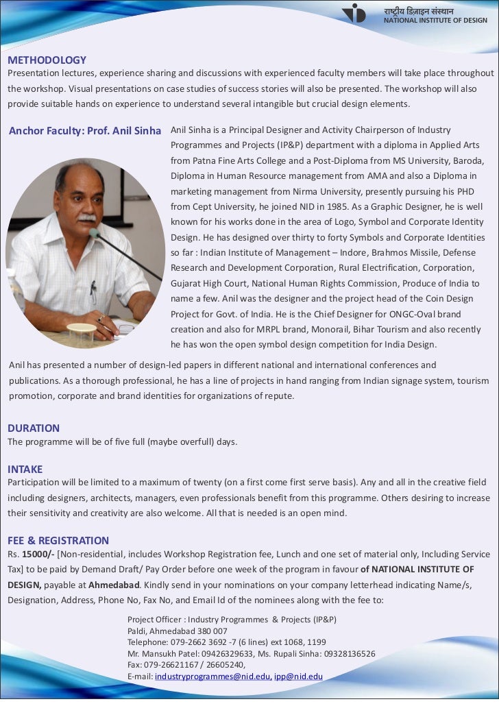 Brochure For Design Workshop On Creating Corporate Identity And Brand Anil has 1 job listed on their profile. creating corporate identity