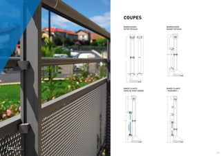 Architecte : A. Capelle
Photographe : G. Tordjeman
26.5
H = 1023.5
90
H = 1013.5
COUPES
BARREAUDAGE
DEVANT POTEAUX
BANDE FILANTE
« PAQUEBOT »
BANDE FILANTE
CROIX DE SAINT-ANDRÉ
BARREAUDAGE
ENTRE POTEAUX
/ 13
 