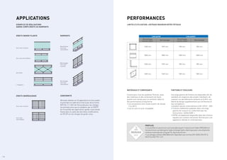 APPLICATIONS PERFORMANCES
LIMITES D’UTILISATION = ENTRAXE MAXIMUM ENTRE POTEAUX
EXEMPLES DE RÉALISATIONS
GARDE-CORPS DROITS OU RAMPANTS
DROITS-BANDE FILANTE RAMPANTS
DROITS-BARREAUDAGE
Sous main-courante
Bande filante
sous lisse
intermédiaire
Sous main-courante
Barreaudage
sous main
courante
Sous lisse intermédiaire
Sous lisse
intermédiaire
Barreaudage
sous lisse
intermédiaire
Avec décor
« Paquebot »
CONFORMITÉ
58 essais réalisés sur 24 applications en lieux public
et privé dans le cadre de la mise à jour de la norme
NFP 06-111-2/A1 de l’Eurocode pour les charges
horizontales ainsi que la validation par la CEBTP
de l’ensemble des applications garde-corps bande
filante dans le cadre des dernières modifications
du DTU39 sur les vitrages de garde-corps.
Lieu privé Lieu public
Remplissage
(verres, tôles)
Barreaudage
Remplissage
(verres, tôles)
Barreaudage
1600 mm 1599 mm 985 mm 984 mm
1800 mm 1800 mm 1800 mm 1800 mm
1600 mm 1599 mm 985 mm 984 mm
1600 mm 1540 mm 985 mm 980 mm
MATÉRIAUX ET COMPOSANTS
Comme pour tous les systèmes Technal, seuls
des matériaux et des composants de haute
qualité sont utilisés pour un entretien réduit et
des performances à long terme.
• Les accessoires sont coulés à partir de Zamak
5 ou AS13.
• Les vis sont en acier inoxydable.
FINITIONS ET COULEURS
Une large gamme de finitions est disponible afin de
satisfaire les exigences des projets individuels, de
s’ajouter sur des bâtiments existants et d’offrir une
liberté de design supplémentaire aux architectes et
aux concepteurs :
• Anodisé naturel conformément à EN 123731 : 2001.
• Finitions revêtement polyester dans une large
gamme de couleurs en conformité avec les
instructions « QUALICOAT ».
• GYPSE est également disponible dans des finitions
laquées aux couleurs exclusives Technal pour une
apparence stylisée et contemporaine.
PROFILÉS
• Les profilés en aluminium sont extrudés à partir d’aluminium Hydro REDUXA 4.0.
Cet aluminium est fabriqué à l’aide d’énergie hydro-électrique pour une empreinte
carbone maximale de 4,0 kg de CO2
/kg d’aluminium.
• Les alliages utilisés 6060 Bâtiment répondent aux normes EN 12020, EN 573-3,
EN 515 et EN 775-1 à 9.
/ 14
 