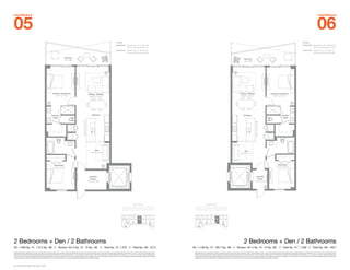05                                                                                                                                                                                                                                                                                                                                                                                                                                                                                                                                                      06
re s i denc e                                                                                                                                                                                                                                                                                                                                                                                                                                                                                                                                            re sid e n ce




                                                                                                                                                                                                              terraces                                                                                                                                                                                                                                                                                                     terraces
                                                                                                                                                                                                              dotted lines - floors 8th thru 12th, 19th thru 23rd                                                                                                                                                                                                                                                          dotted lines - floors 8th thru 12th, 19th thru 23rd
                                                                                                                                                                                                                             29th thru 33rd and 39th thru 43rd                                                                                                                                                                                                                                                                            29th thru 33rd and 39th thru 43rd

                                                                                                                                                                                                              solid lines - floors 3rd thru 7th, 14th thru 18th                                                                                                                                                                                                                                                            solid lines - floors 3rd thru 7th, 14th thru 18th
                                                                                                                                                                                                                            24th thru 28th and 34th thru 38th                                                                                                                                                                                                                                                                            24th thru 28th and 34th thru 38th




                                                                                                                                                                                                                                                B I S C AY N E B AY                                                     B I S C AY N E B AY




                                                                                                                                                                                                                           01     02       03      04      05       06      07      08             01     02       03      04      05       06      07       08




2 Bedrooms + Den / 2 Bathrooms                                                                                                                                                                                                                                                                                                                                                                      2 Bedrooms + Den / 2 Bathrooms
AC: 1,208 Sq.. Ft.  112.2 Sq.. Mt.  //   Terrace: 161.3 Sq.. Ft.  15 Sq.. Mt.   //   Total Sq.. Ft.: 1,370   //   Total Sq.. Mt.: 127.2                                                                                                                                                         AC: 1,138 Sq.. Ft. 105.7 Sq.. Mt. // Terrace: 161.4 Sq.. Ft. 15 Sq.. Mt. // Total Sq.. Ft.*: 1,300   //   Total Sq.. Mt.: 120.7
Stated dimensions are measured to the exterior boundaries of the exterior walls and the centerline of interior demising walls and in fact vary from the dimensions that would be determined by using the description and definition of the “Unit” set forth in the Declaration (which            Stated dimensions are measured to the exterior boundaries of the exterior walls and the centerline of interior demising walls and in fact vary from the dimensions that would be determined by using the description and definition of the “Unit” set forth in the Declaration (which
generally only includes the interior airspace between the perimeter walls and excludes interior structural components).  For your reference, the area of the Unit, determined in accordance with those defined unit boundaries, is + or -1,143  sq. ft. for units 05.  Note that measurements    generally only includes the interior airspace between the perimeter walls and excludes interior structural components).  For your reference, the area of the Unit, determined in accordance with those defined unit boundaries, is + or - 1,073 sq. ft. for units 06.  Note that measurements
of rooms set forth on this floor plan are generally taken at the greatest points of each given room (as if the room were a perfect rectangle), without regard for any cutouts. Accordingly, the area of the actual room will typically be smaller than the product obtained by multiplying       of rooms set forth on this floor plan are generally taken at the greatest points of each given room (as if the room were a perfect rectangle), without regard for any cutouts. Accordingly, the area of the actual room will typically be smaller than the product obtained by multiplying the
the stated length times width. All dimensions are approximate and may vary with actual construction, and all floor plans and development plans are subject to change.                                                                                                                            stated length times width. All dimensions are approximate and may vary with actual construction, and all floor plans and development plans are subject to change.
 