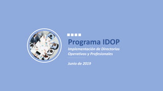 Programa IDOP
Implementación de Directorios
Operativos y Profesionales
Junio de 2019
 