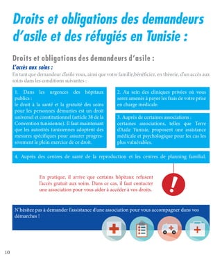 10
Droits et obligations des demandeurs
d’asile et des réfugiés en Tunisie :
Droits et obligations des demandeurs d’asile ...