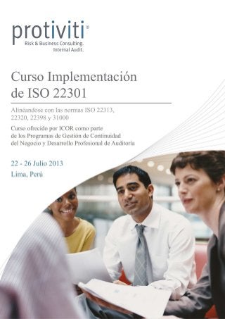 Curso Implentación de ISO 22301 - Perú (22 al 26 Julio 2013)