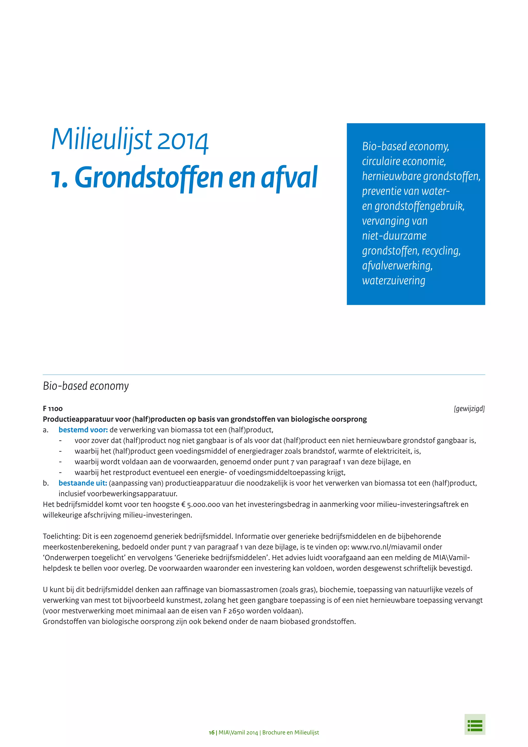 Milieulijst 2014