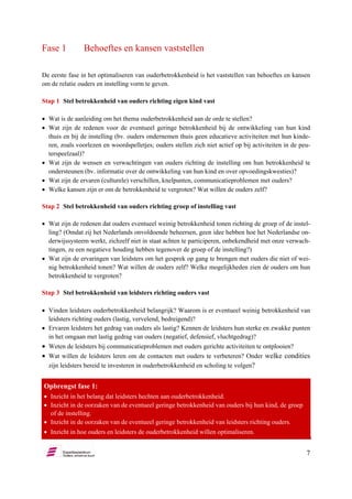 Frederik Smit e.a (2009). Stappenplan optimalisering ouderbetrokkenheid ...