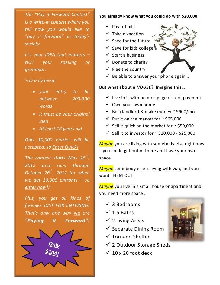 Pay it forward essay contest