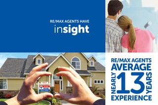 RE/MAX AGENTS HAVE
insight
RE/MAX AGENTS
AVERAGE
13EXPERIENCE
YEARS
NEARLY
 