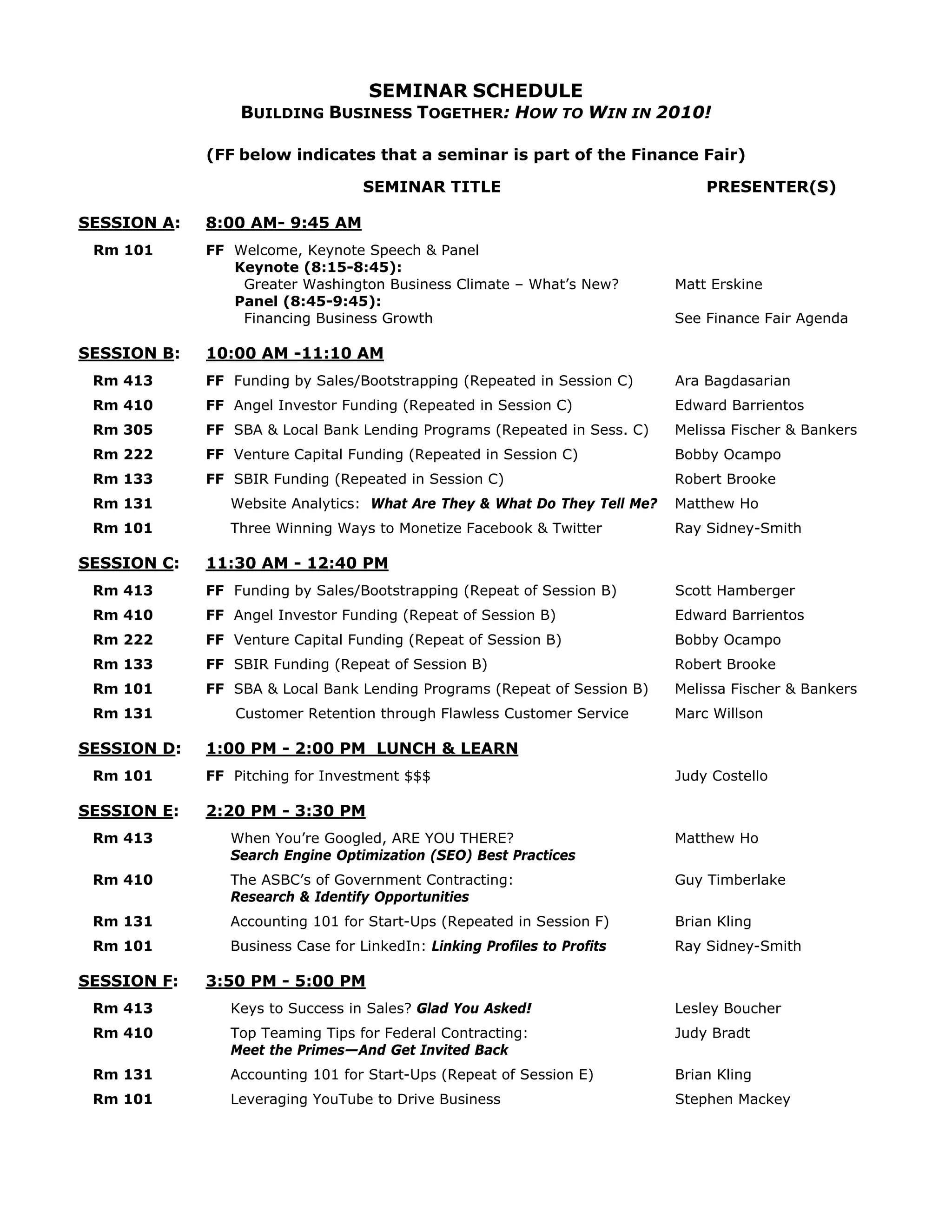 Brochure seminar agenda | PDF