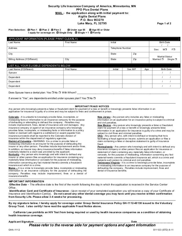 Standard Insurance Company Dental / Home Reliance Standard