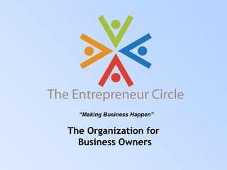“ Making Business Happen” The Organization for  Business Owners 