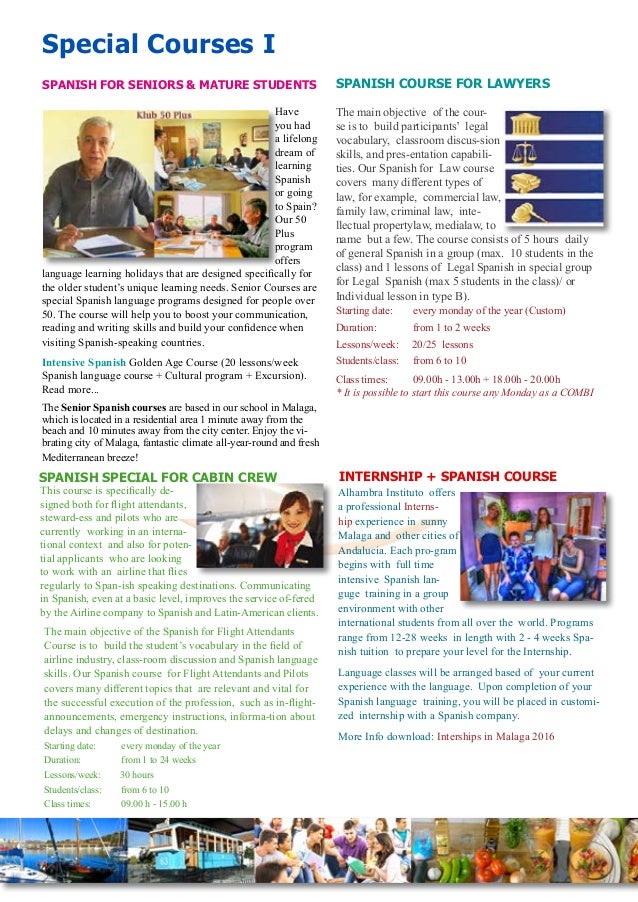 Brochure Spanish courses in Spain 2016