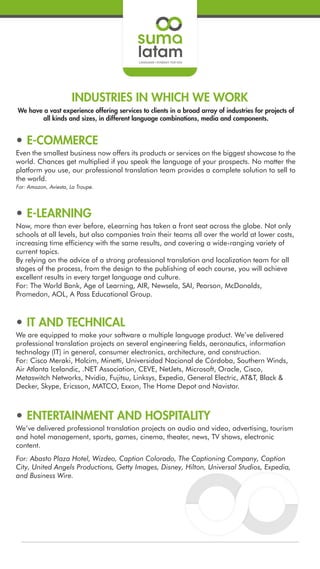 SumaLatam Brochure Translation-Related Services | PDF