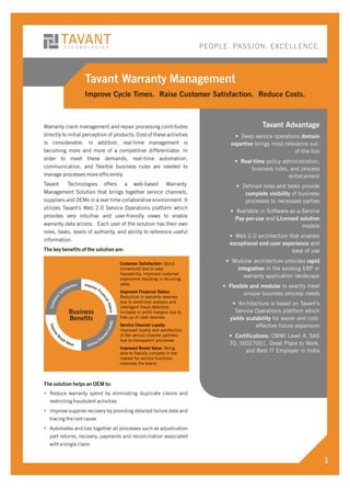 Tavant Technologies - Warranty Management Brochure 