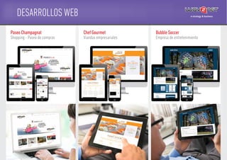 Paseo Champagnat
Shopping - Paseo de compras
Chef Gourmet
Viandas empresariales
Bubble Soccer
Empresa de entretenimiento
DESARROLLOS WEB
 