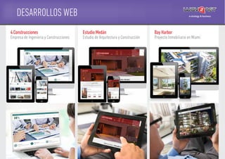 4 Construcciones
Empresa de Ingenieria y Construcciones
Estudio Medán
Estudio de Arquitectura y Construcción
Bay Harbor
Proyecto Inmobiliario en Miami
DESARROLLOS WEB
 