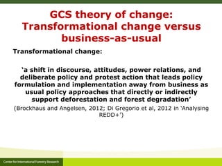 An introduction to CIFOR's global comparative study on REDD+ (GCS-REDD+)