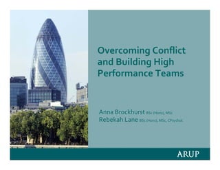 Overcoming Conflict 
and Building High 
Performance Teams


Anna Brockhurst BSc (Hons), MSc
Rebekah Lane BSc (Hons), MSc, CPsychol.
 