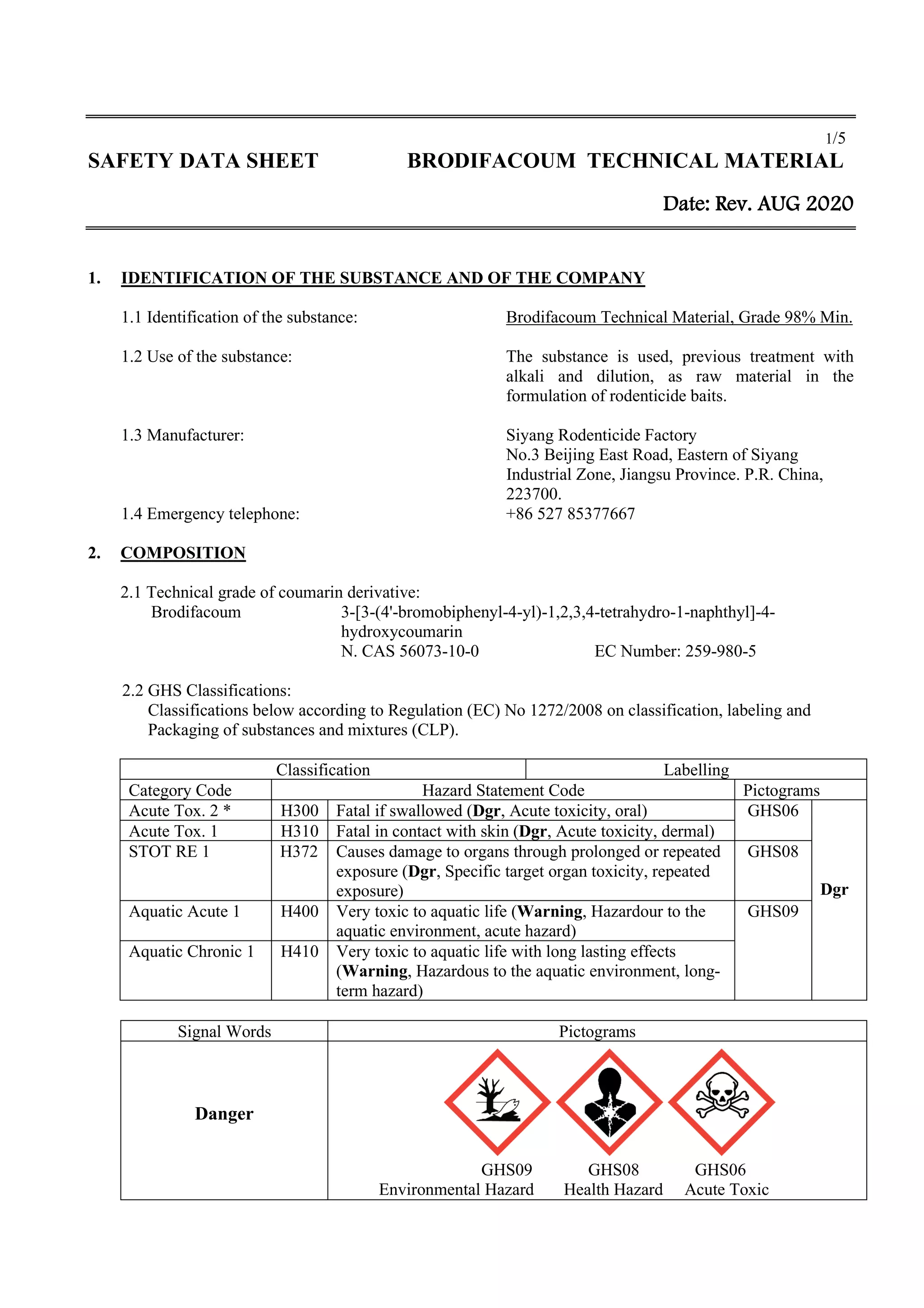 Brodifacoum technical material | PDF