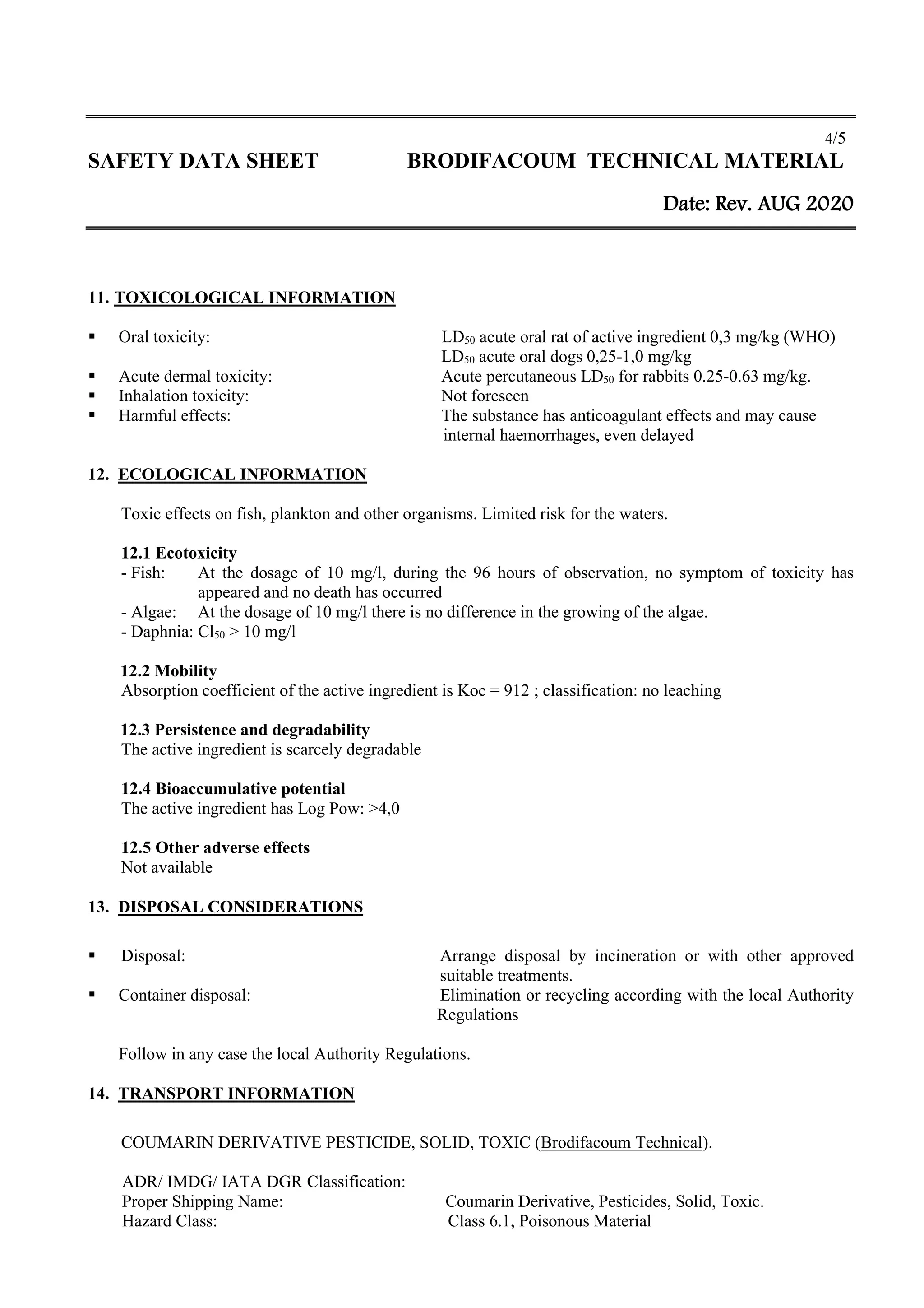 Brodifacoum technical material | PDF