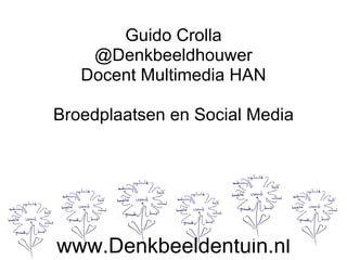 Guido Crolla @Denkbeeldhouwer Docent Multimedia HAN Broedplaatsen en Social Media www.Denkbeeldentuin.nl 