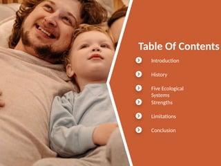Table Of Contents
Introduction
History
Five Ecological
Systems
Strengths
Limitations
Conclusion
 